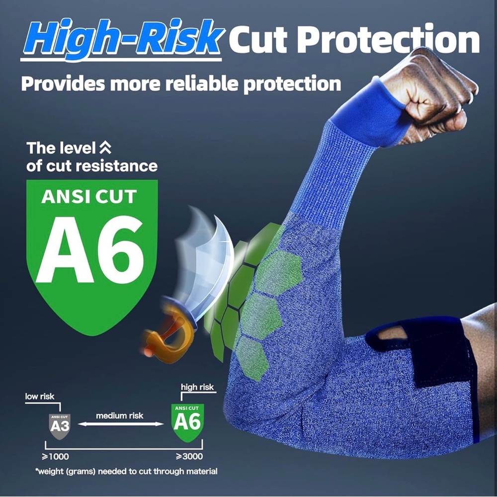 Schwer A6 Rated Cut-Resistant Arm Sleeves, 18” - Picture 3 of 9